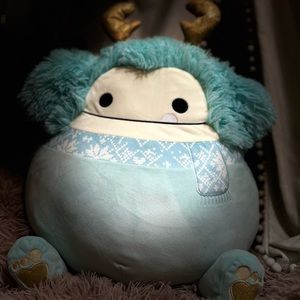 ❤️Squishmallow Christmas Joelle Blue Big Foot 16" Holiday Antler Scarf 2021- NWT